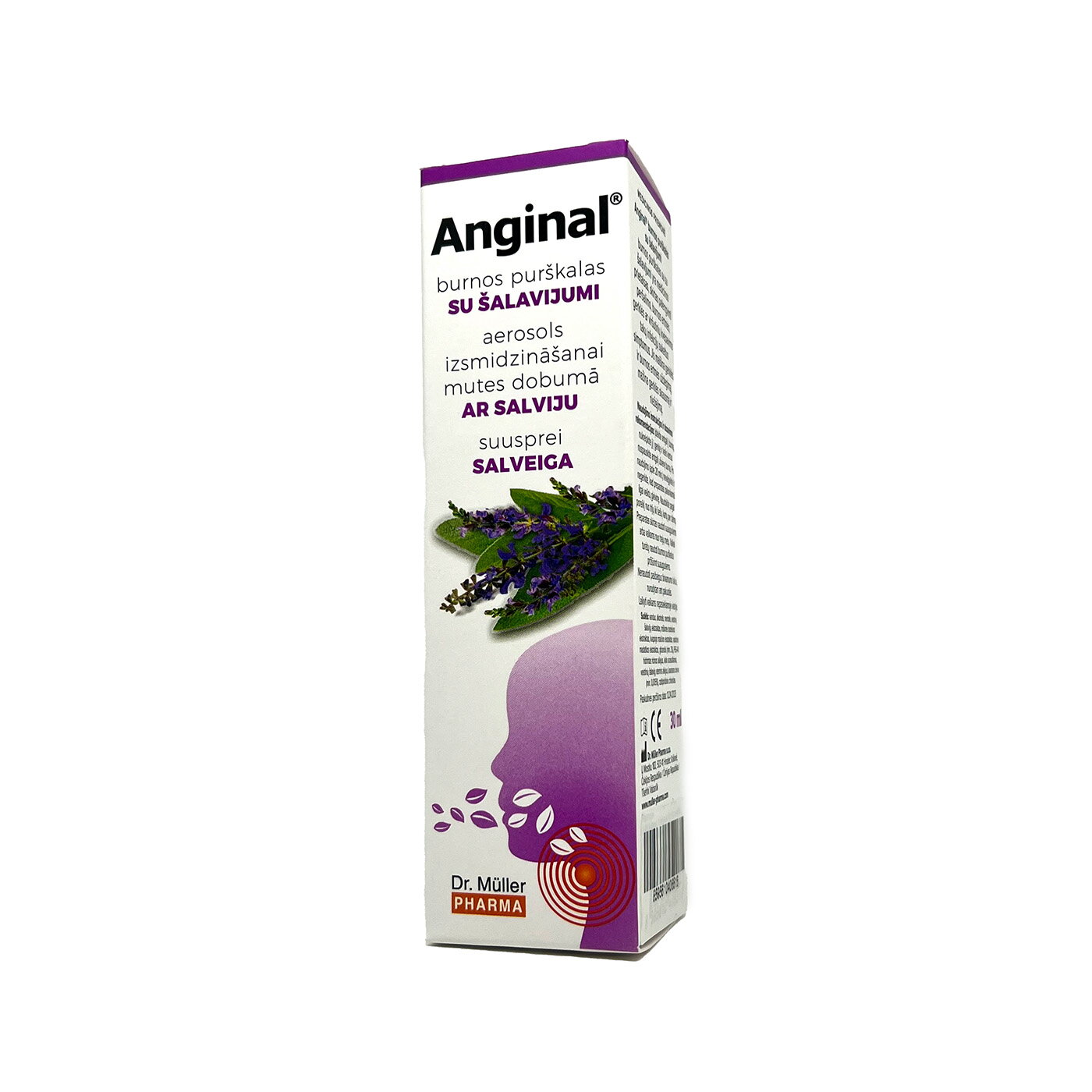 Anginal - Bylinný Sprej so Šalviou - bolesť hrdla, nachladnutie 30 ml (Šalvia, Oregano, Slez, Nechtík)