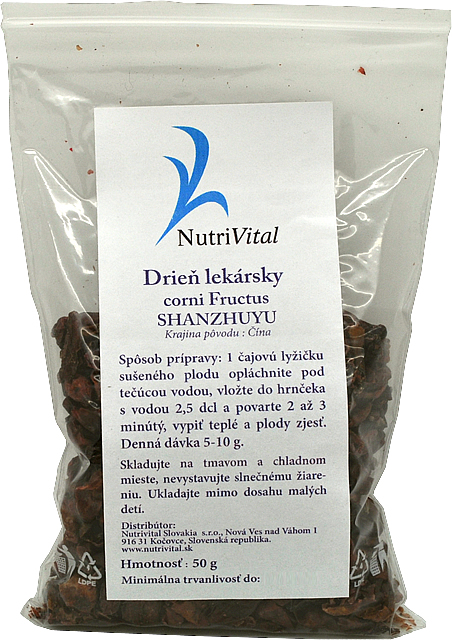 Drieň Lekársky Plod 50g (Shanyurou, Cornus Officinalis)