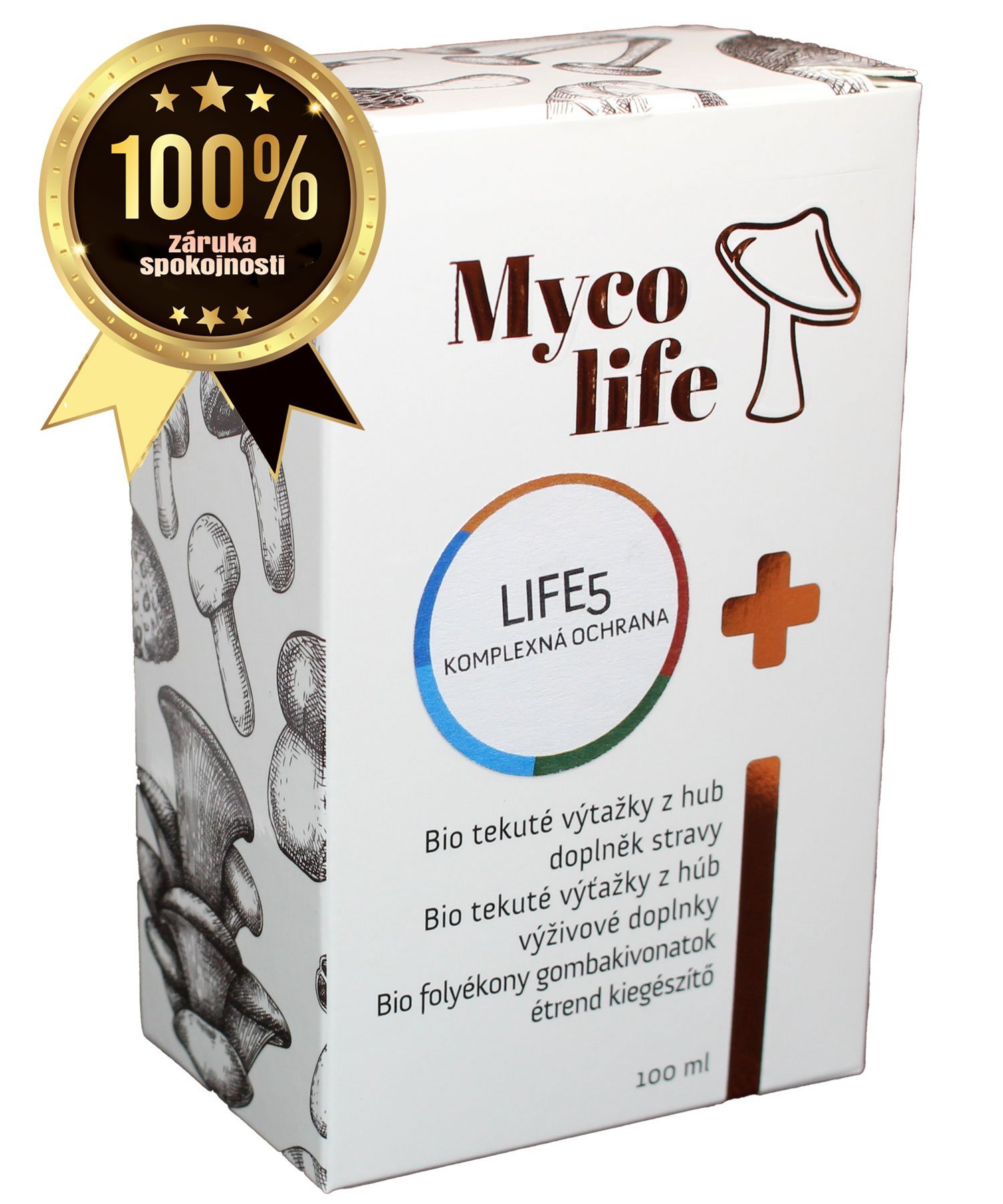 Mycolife - Life 5 -Strážca Zdravia 100ml (Bio Cordyceps, Bio Mandle, Bio Maitake, Bio Shiitake)
