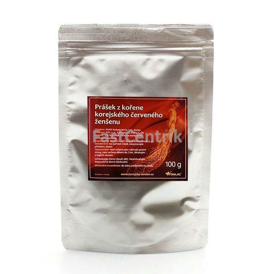 Červený Ženšen Pravý - 6 Ročný Koreň Mletý - Prášok 100g (Panax ginseng).jpg