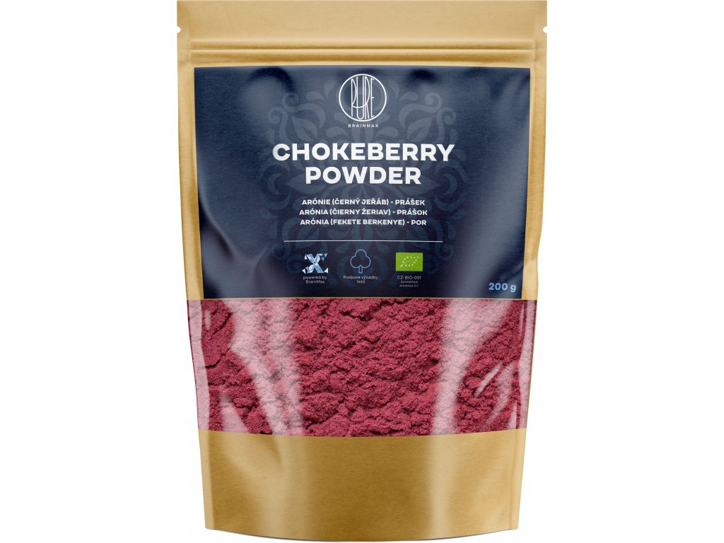 Arónia Čiernoplodá Plod Mletý - Prášok BIO RAW 200g (Aronia melanocarpa)